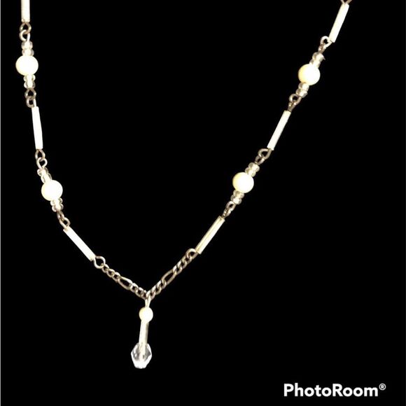 Crystal Beaded Silver Toned Necklace - Picture 2 of 5